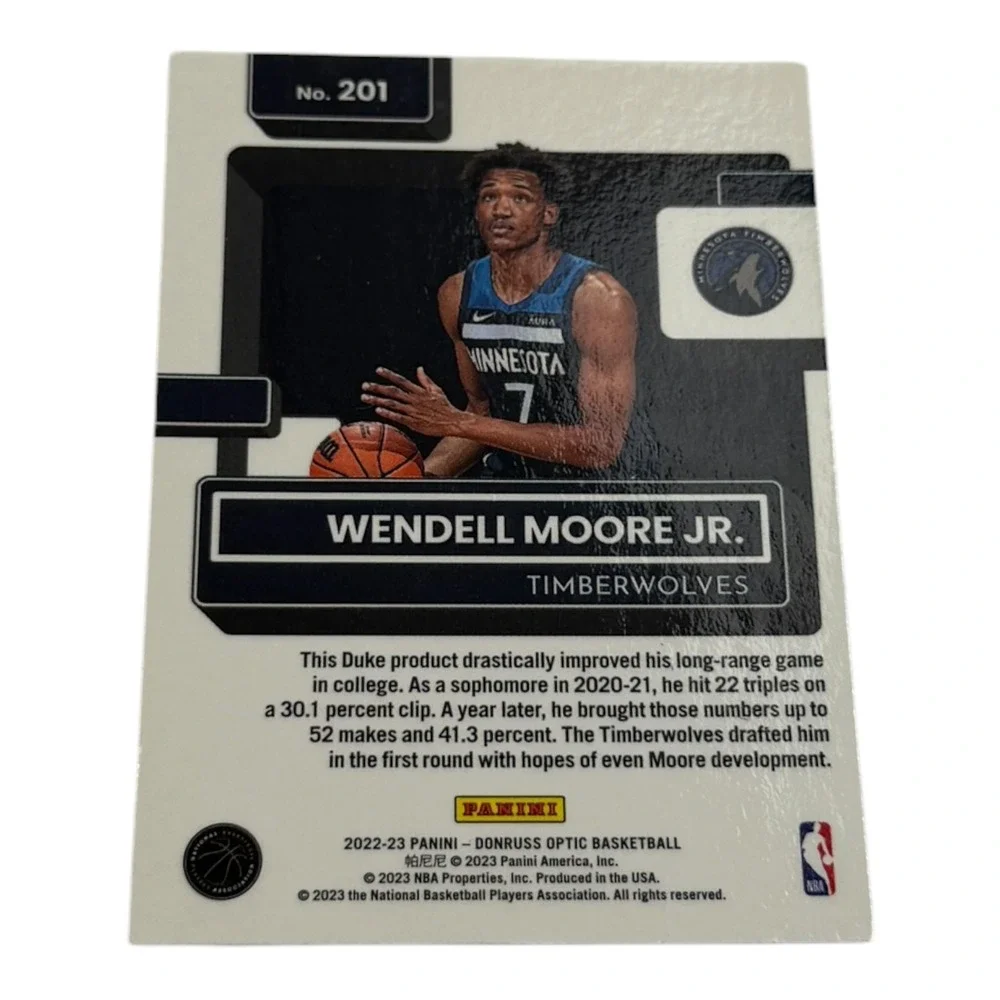 2022-23 Panini Donruss Optic Wendell Moore Jr. Rated Rookie #201 Timberwolves